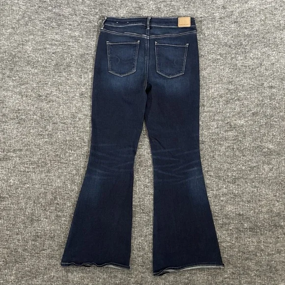 American Eagle Super Hi-Rise Flare Blue Denim Jeans Women's Size 10 Stretch EUC - Picture 3 of 13